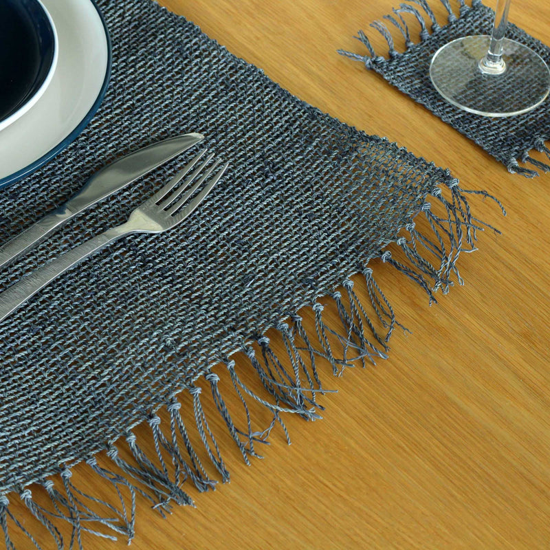 Seagrass Fringe Natural Placemat - Charcoal product image