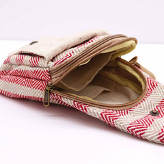 Body Cross Bag Natural Cotton - Tan & Pink product image 2