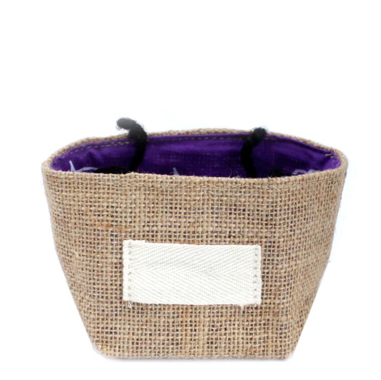 Natural Jute Cotton Gift Bag - Lavender Lining - Small - product image 2