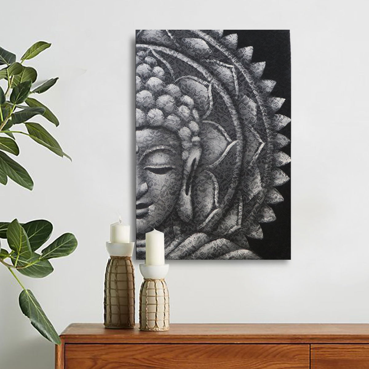 Grey Half Buddha Mandala 60x80cm product image 2