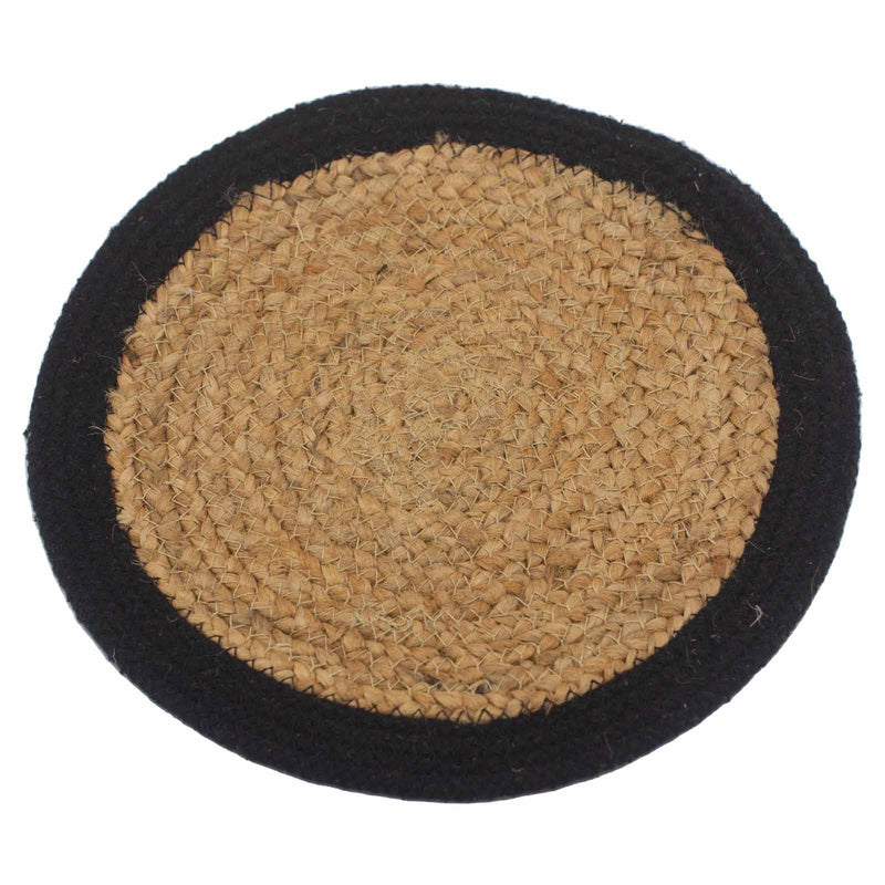Natural Place Mat - Jute & Cotton 30cm - Black Border product image