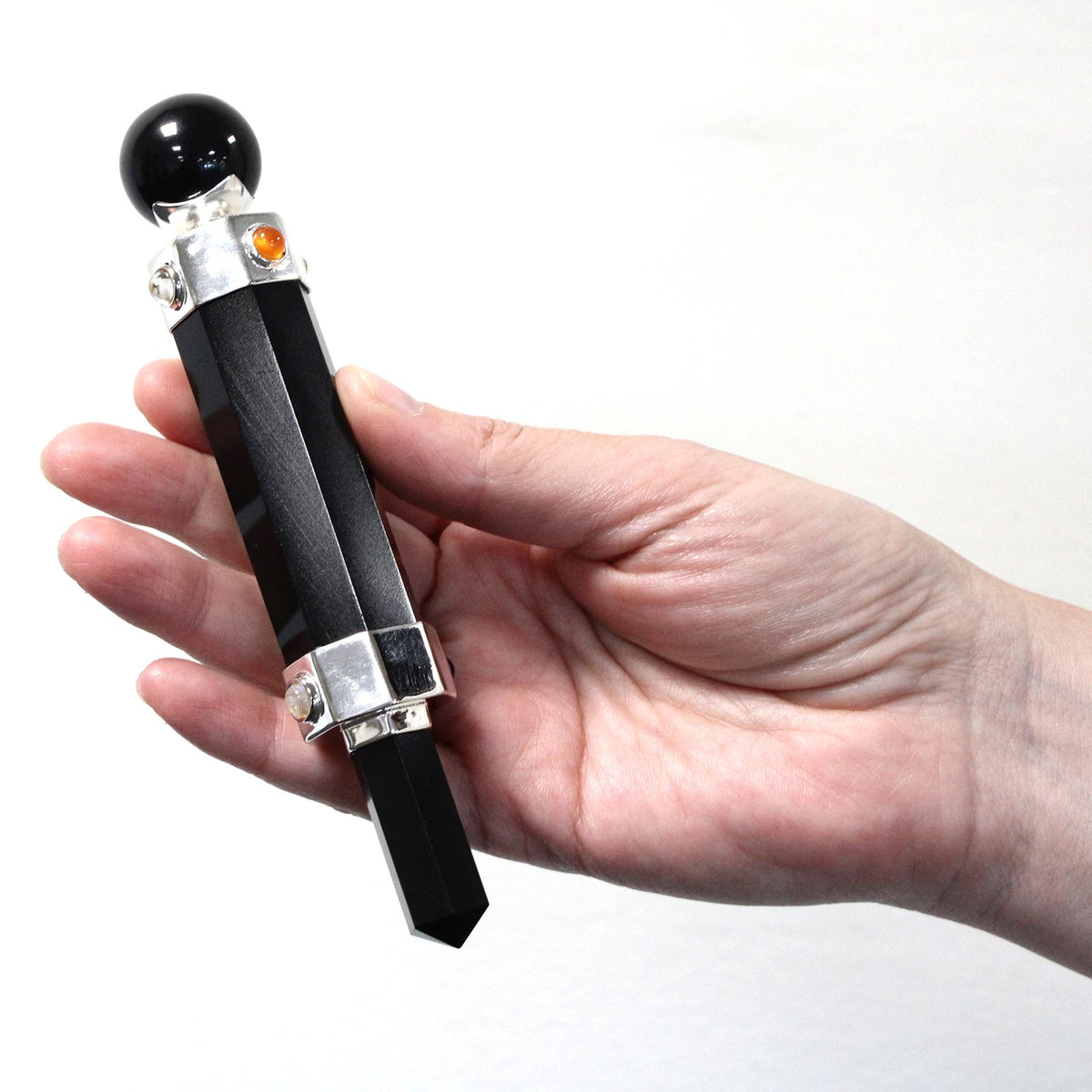 Hexagonal Crystal Healing Wand - 12cm - Black Agate product image 4
