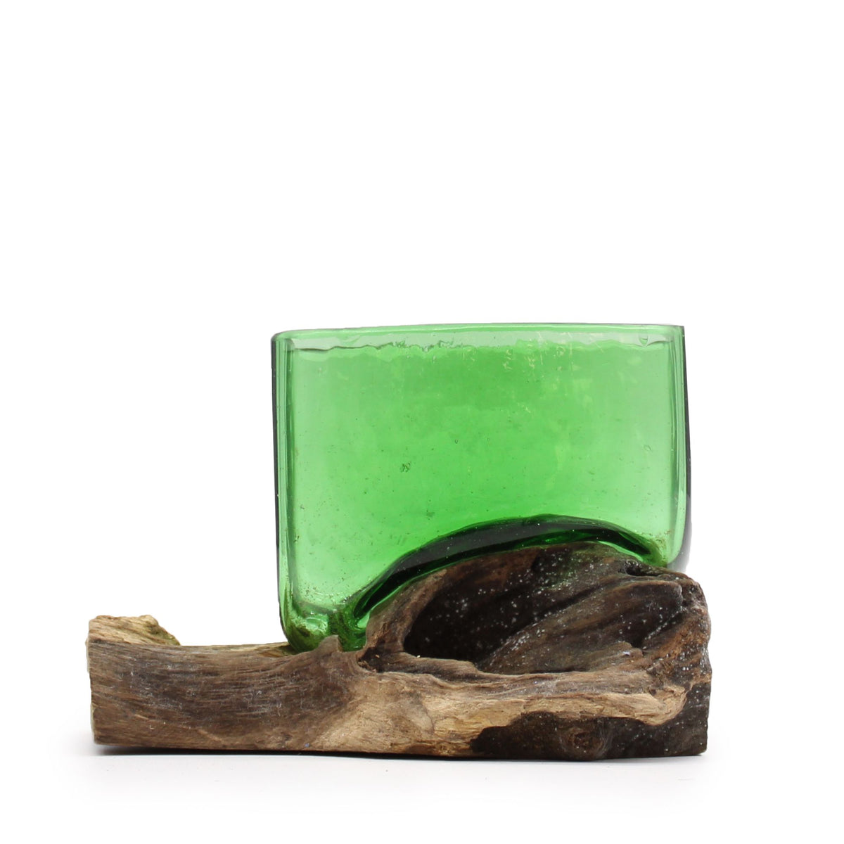 Recycled Beer Bottles - Square Bowl on Wood product image