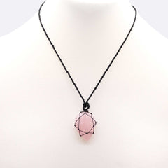 Laced Gemstone Teardrop Pendant - Rose Quartz product image 2