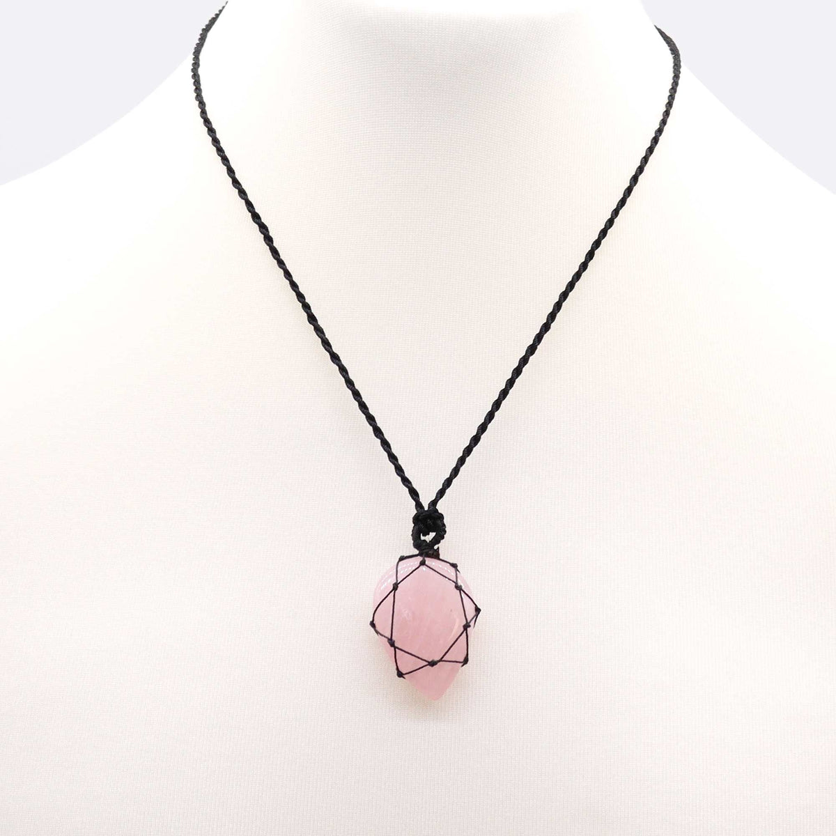 Laced Gemstone Teardrop Pendant - Rose Quartz product image 2