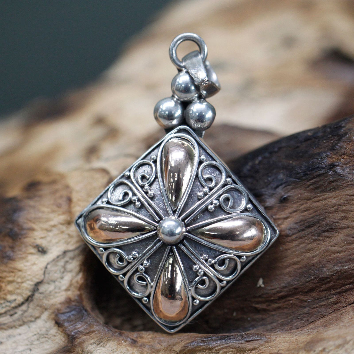 Silver & Gold Pendant - Square Drop product image 5