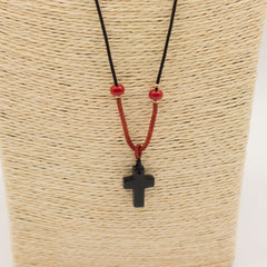 Cord Necklace Gemstone Pendant - Black Agate Cross product image 2