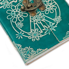 Leather Green Peace with Lock Notebook (7x5") product image 9