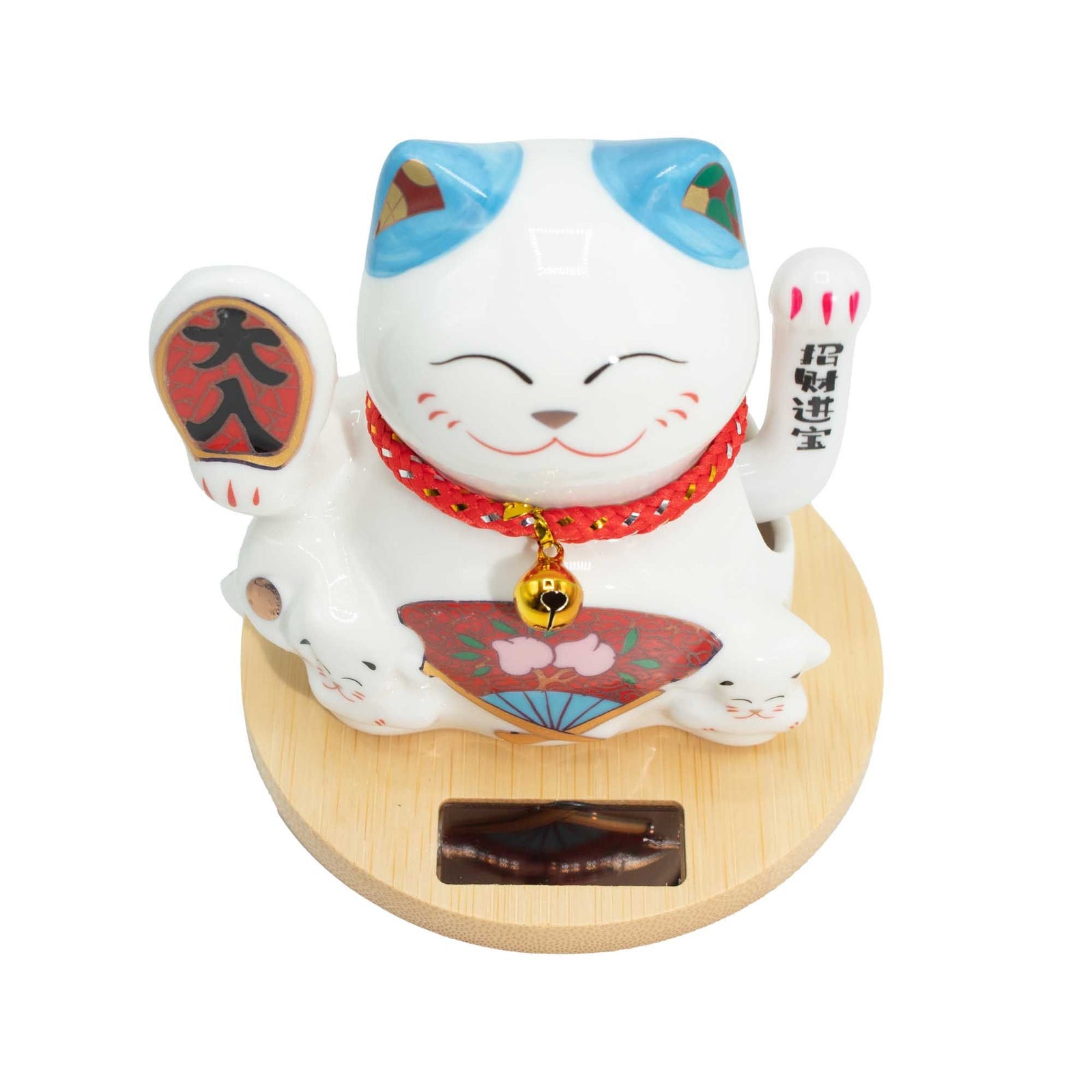 Solar Money Cat Wooden Base - Blue moving Hand product image