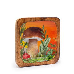 Big Square Trinket Tray 15x15x2.5cm - Mushroom Design Maroon product image 2