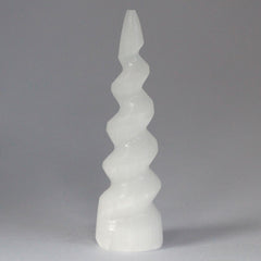 Selenite Spiral Unicorn Horn Tower - 15 cm product image 4