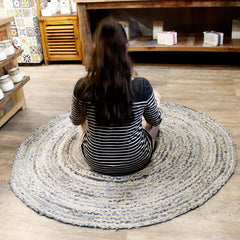 Round Jute and Recycle Denim Rug - 150 cm product image 2