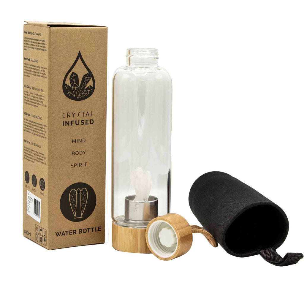 Crystal Infused Glass Water Bottle - Cleansing Clear Quartz - Angel - product image 5