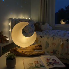 DriftGlow Lamp Crackle Half Moon Shade - Grey product image