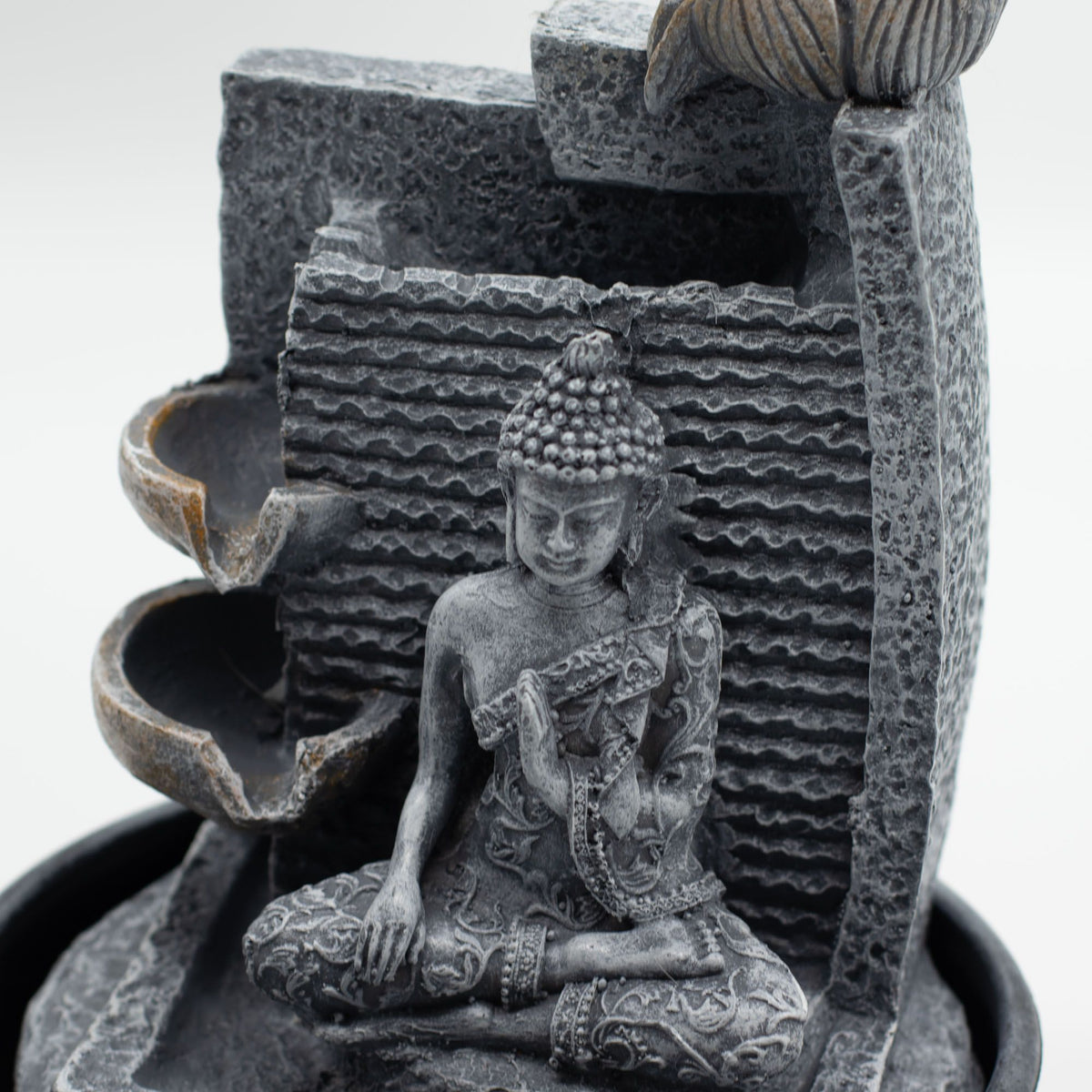 Tabletop Water Feature - 19x19x28cm - Buddha, Lotus Flower Cascading Potsx product image 2