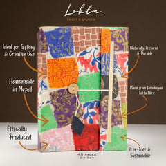 Lokta Patchwork Notebook – Large (21x15cm) – 45 Leaves – Includes Bookmark – Multi Colour product image 3