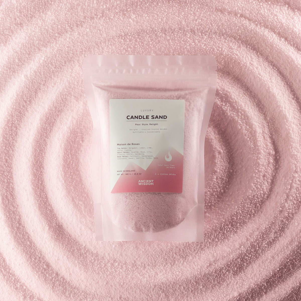 Fragranced Candle Sand - Dusty Rose - Maison de Roses - 300g - product image 2