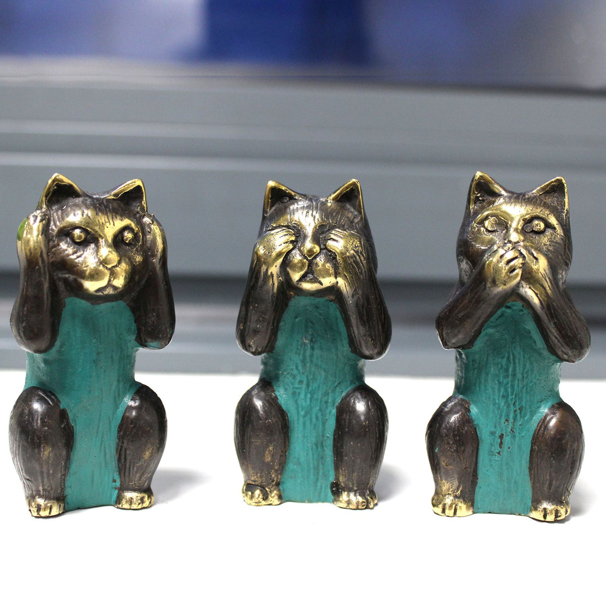 Set of 3 - See No, Hear No, Speak No Evil - Brass Cats product image 5
