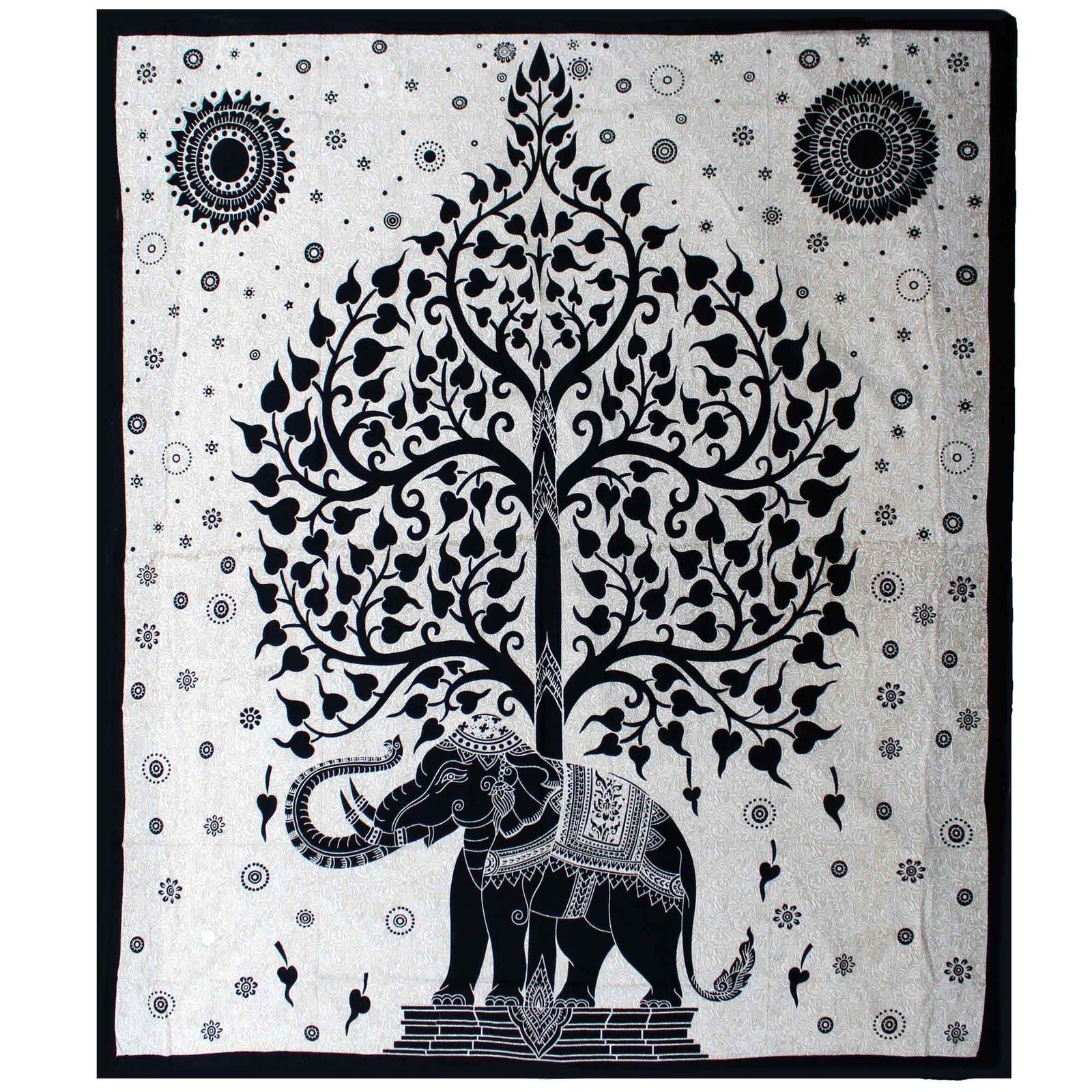 Double Cotton Bedspread + Wall Hanging - Mono - Elephant Tree product image
