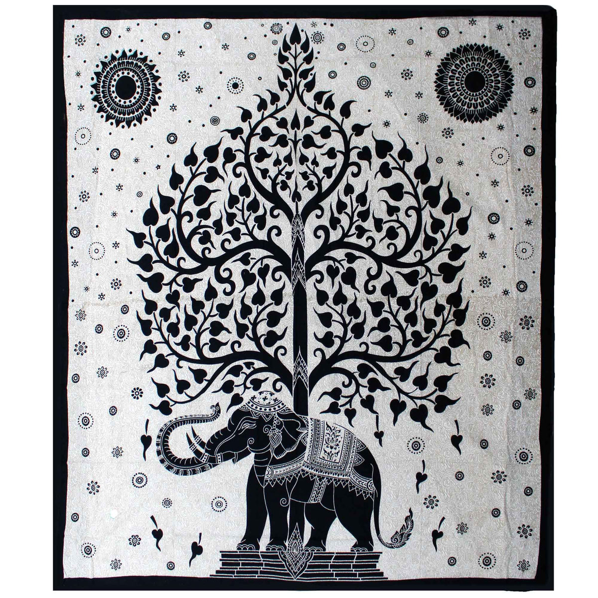 Double Cotton Bedspread + Wall Hanging - Mono - Elephant Tree product image