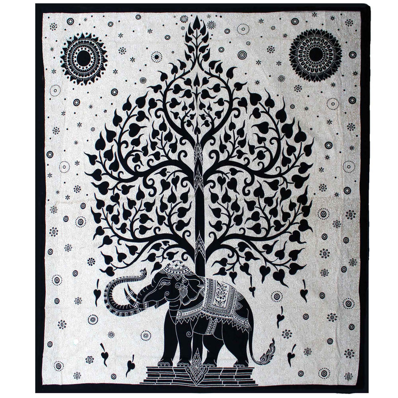 Double Cotton Bedspread + Wall Hanging - Mono - Elephant Tree product image