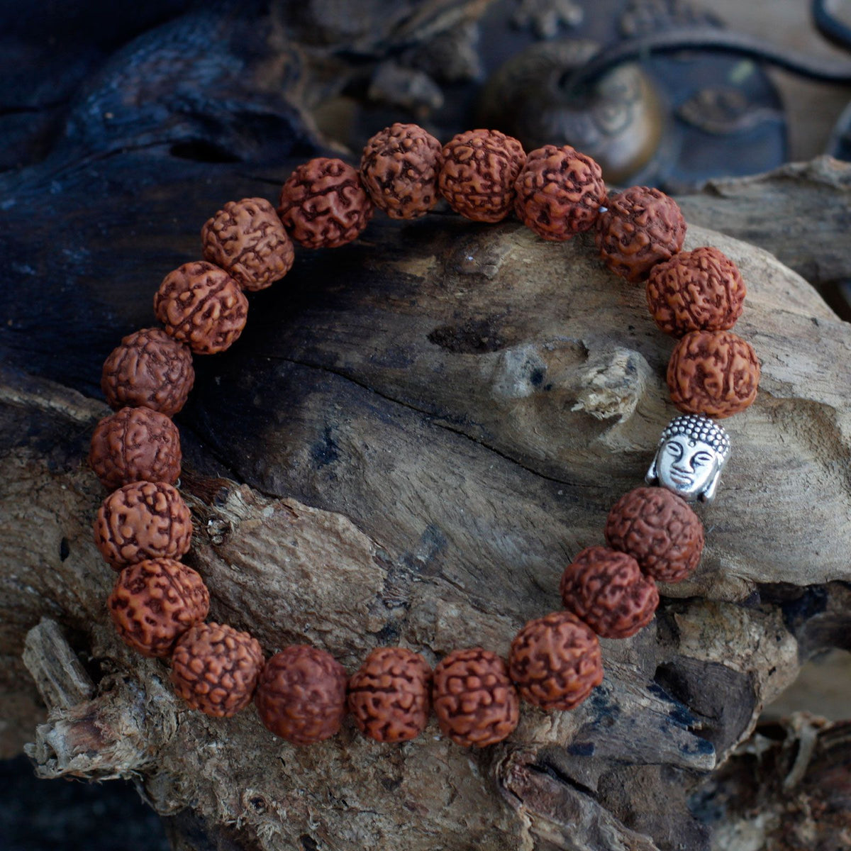Rudraksha Buddah Bangle Mala - Brown product image 5