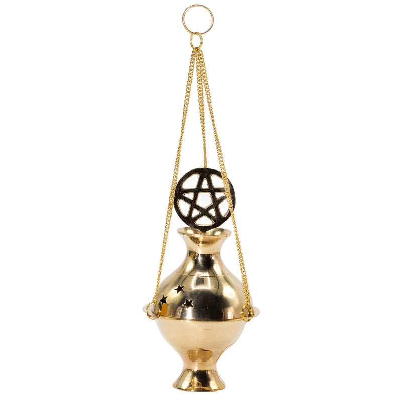 Hanging Brass Incense Burner - Pentagram product image