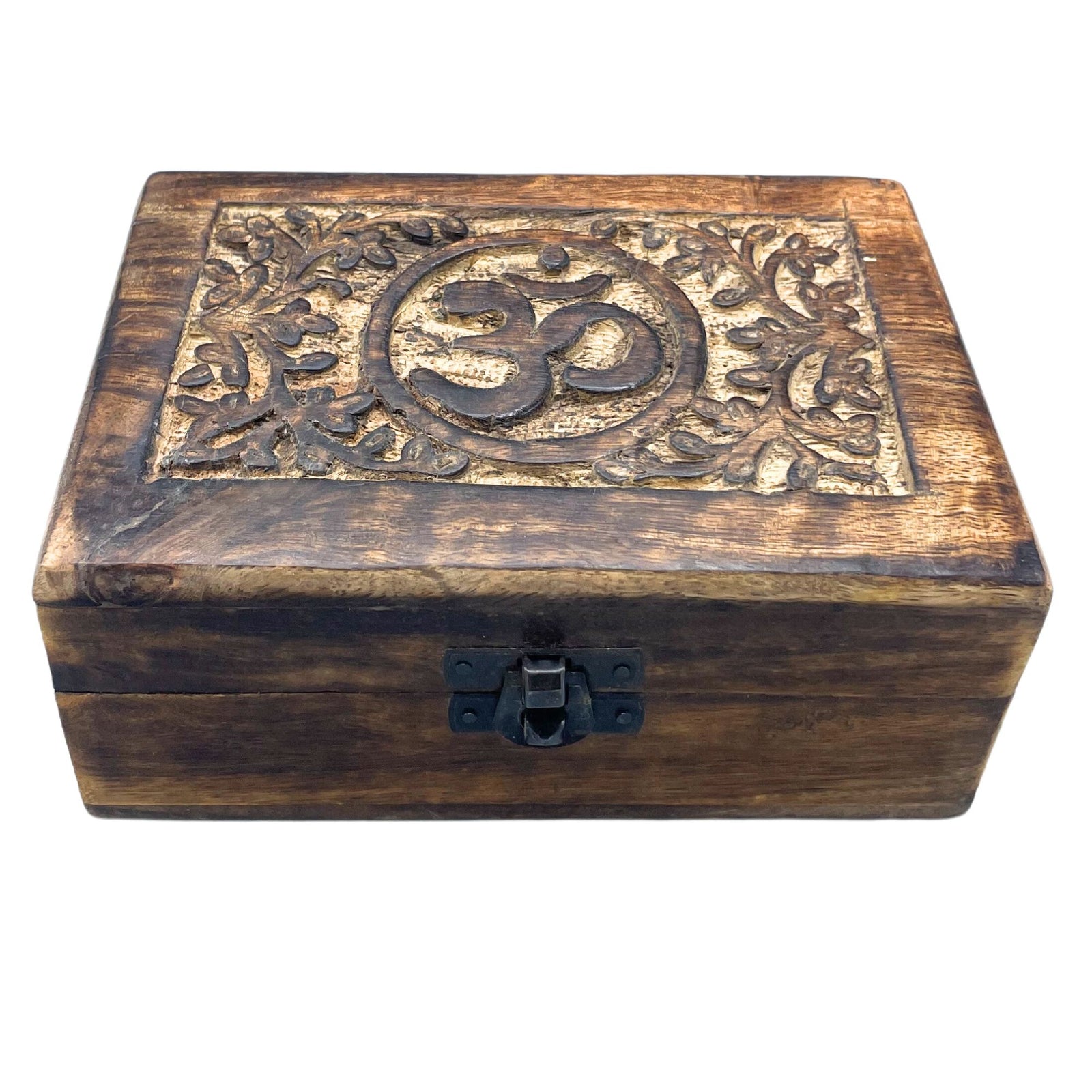 Medium Wooden Keepsake Box 15x10x6cm - Om product image