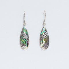 Shell & Silver Earrings - Long Teardrop - Abalone product image