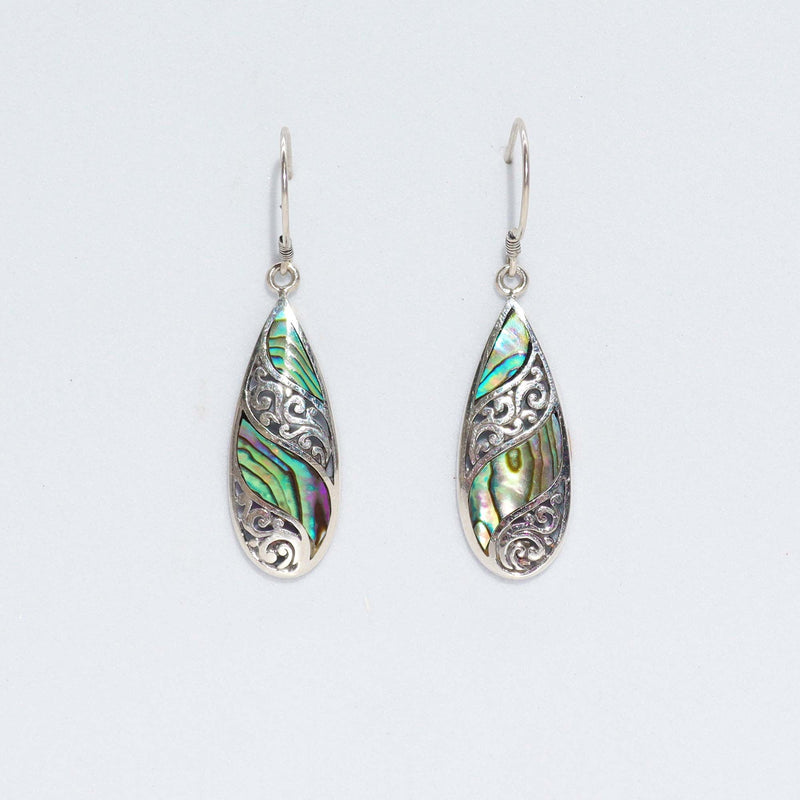Shell & Silver Earrings - Long Teardrop - Abalone product image