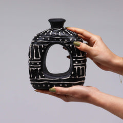 Oval Donut Shaped Vase - Chocolate 18cm product image 2