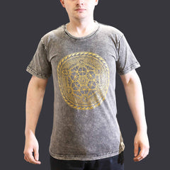 Nomad Sari Stonewashed Cotton T-Shirt – Chakra – Dark Grey – Small product image 2