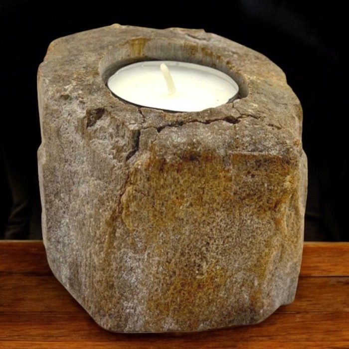 Petrified Wood Candle Holder - Single Low product image
