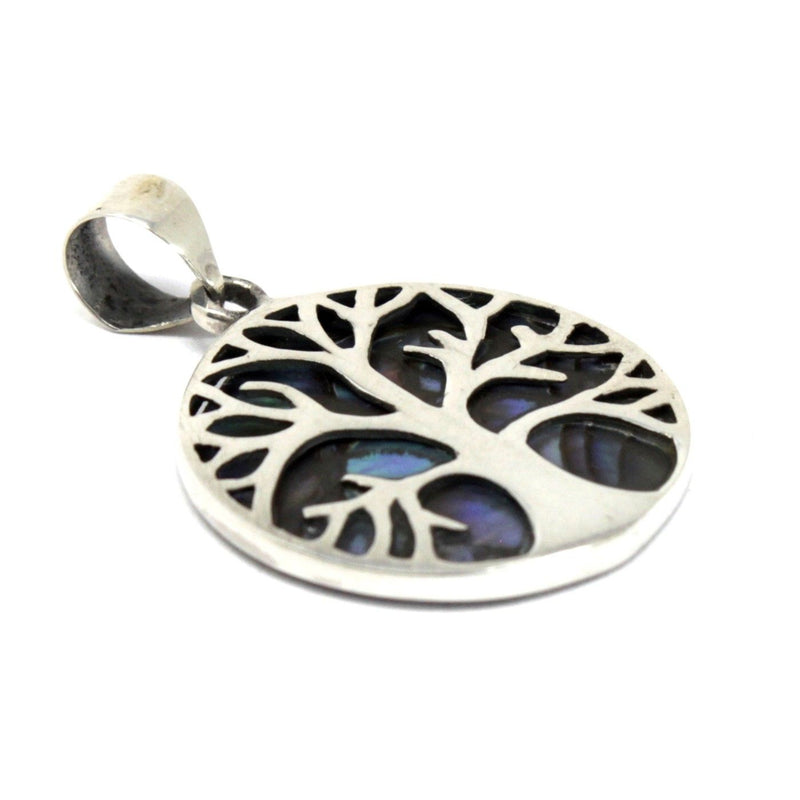 Tree of Life Silver Pendant 22mm - Abalone product image