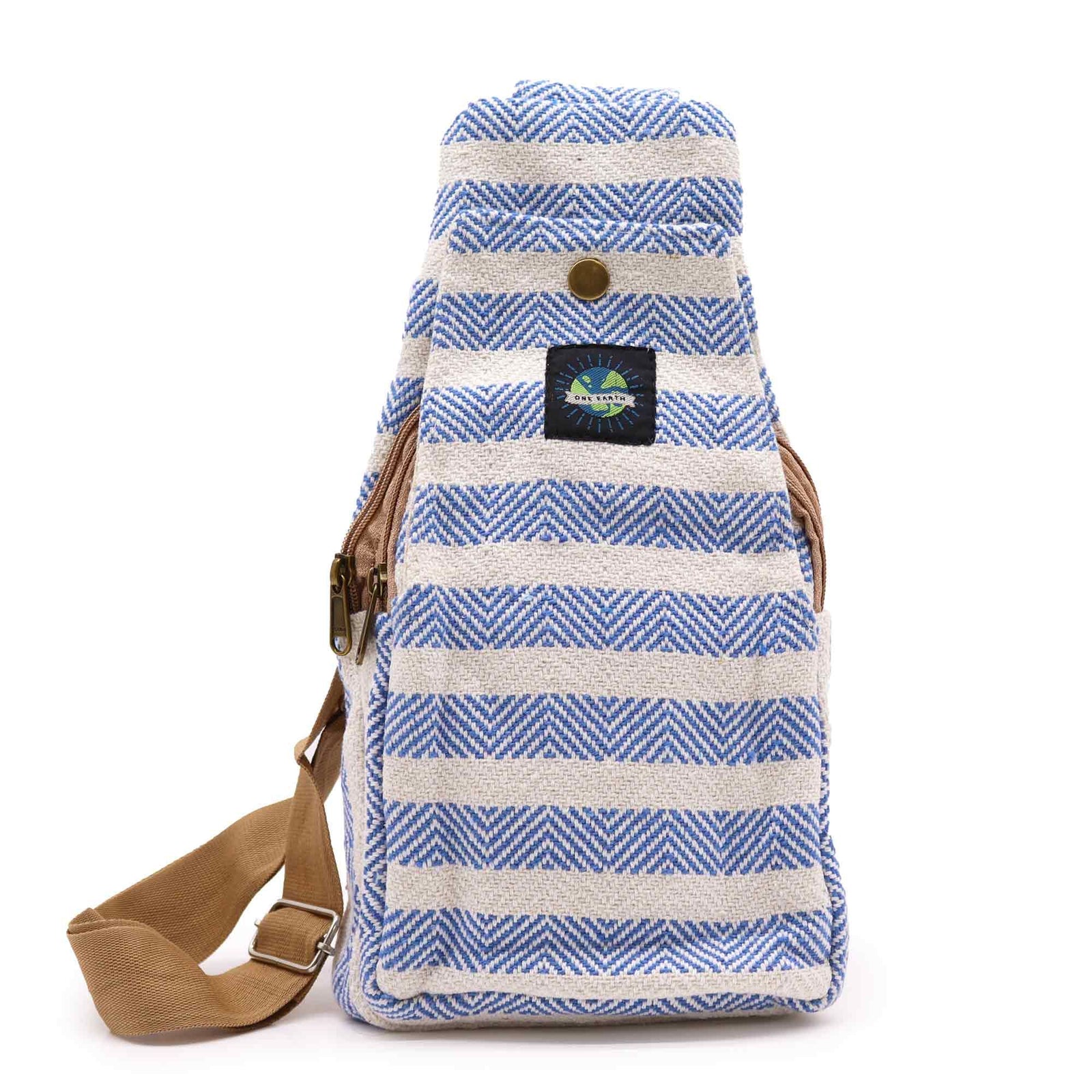 Body Cross Bag Natural Cotton - Blue & White product image