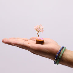 Mini Gemstone Tree On Wood Base - Rose Quartz (15 stones) product image 4