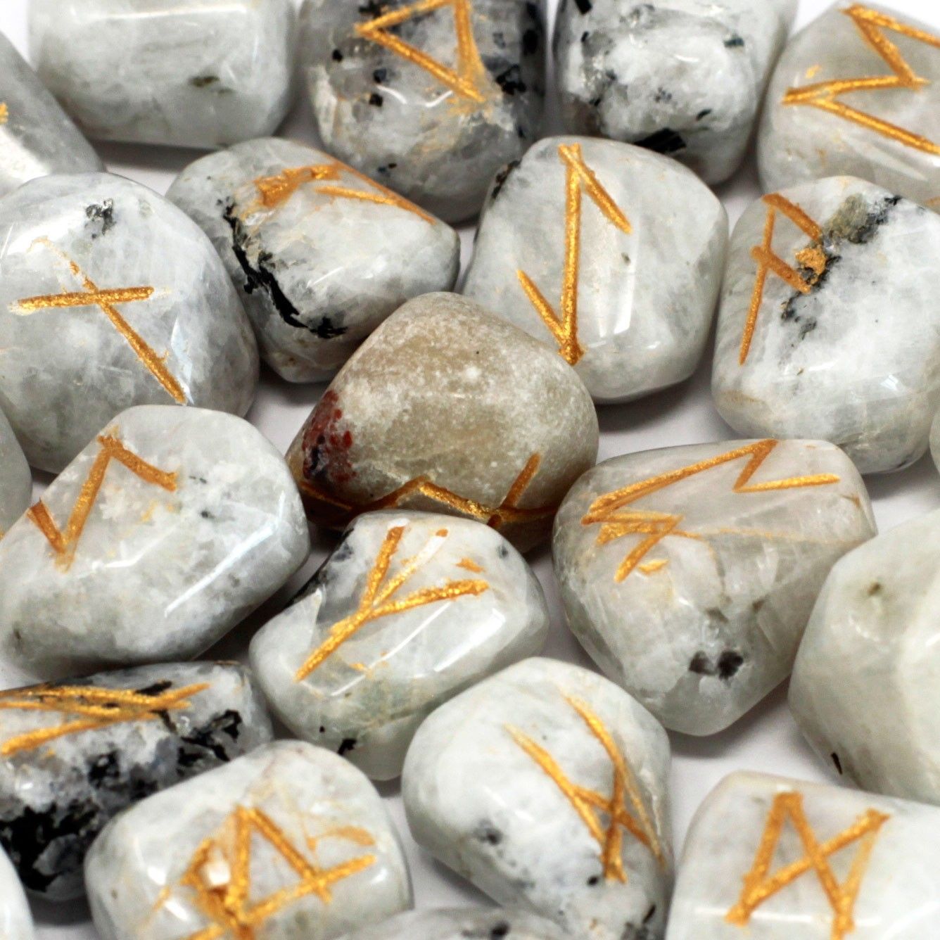 Runes Stone Set in Pouch - Rainbow Moonstone product image