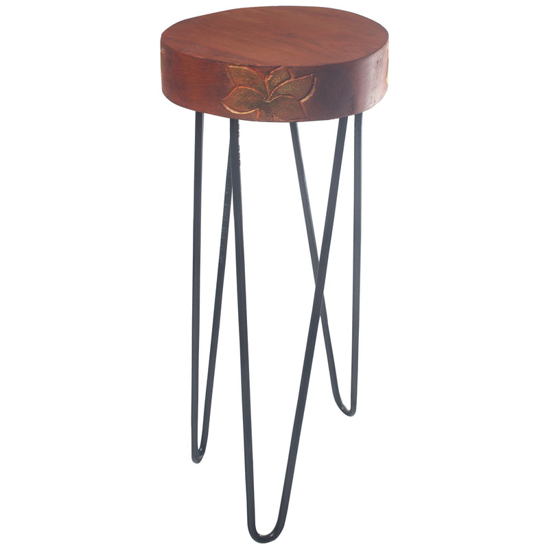 Albasia Wood Plant Stand - Terracotta & black detail product image