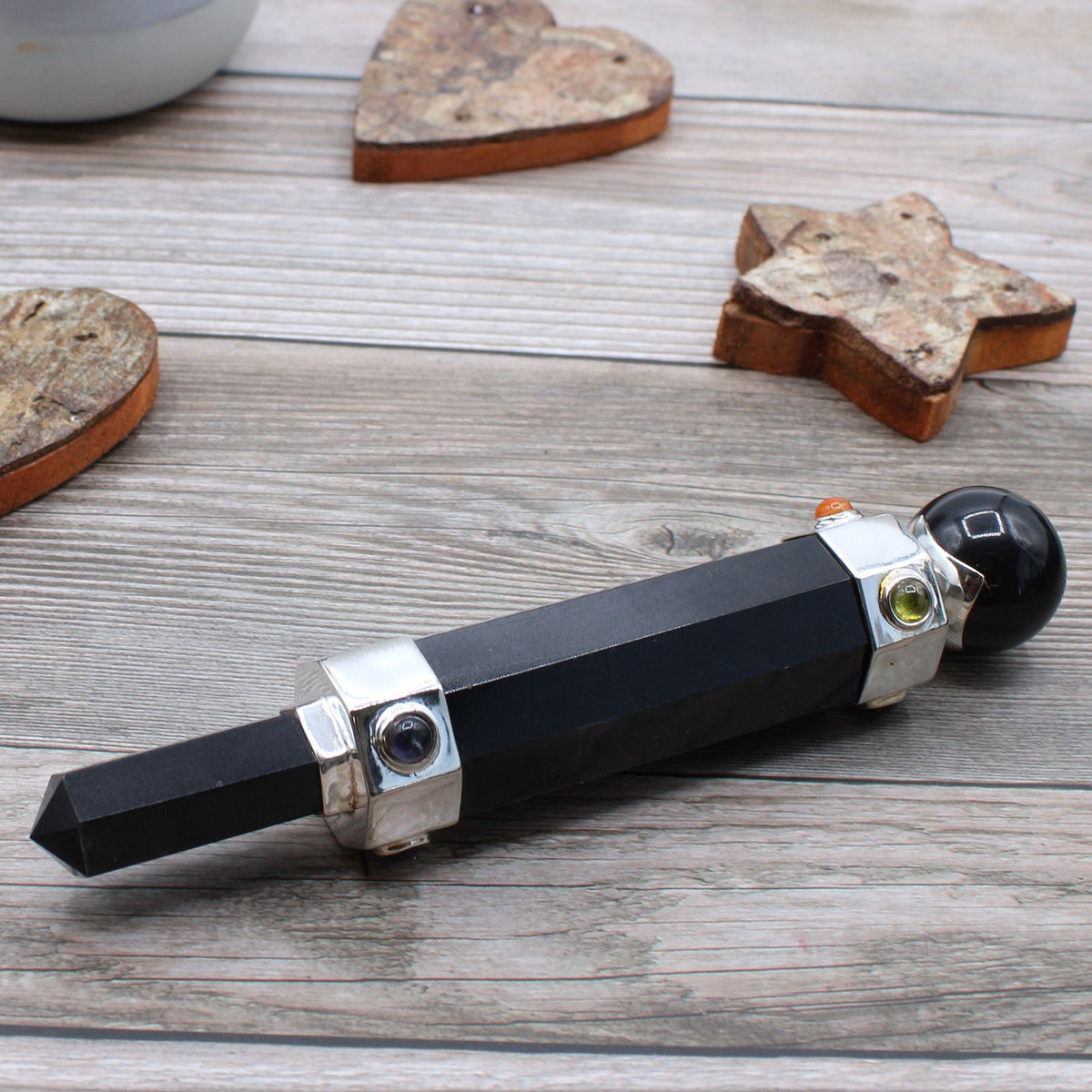 Hexagonal Crystal Healing Wand - 12cm - Black Agate product image 3