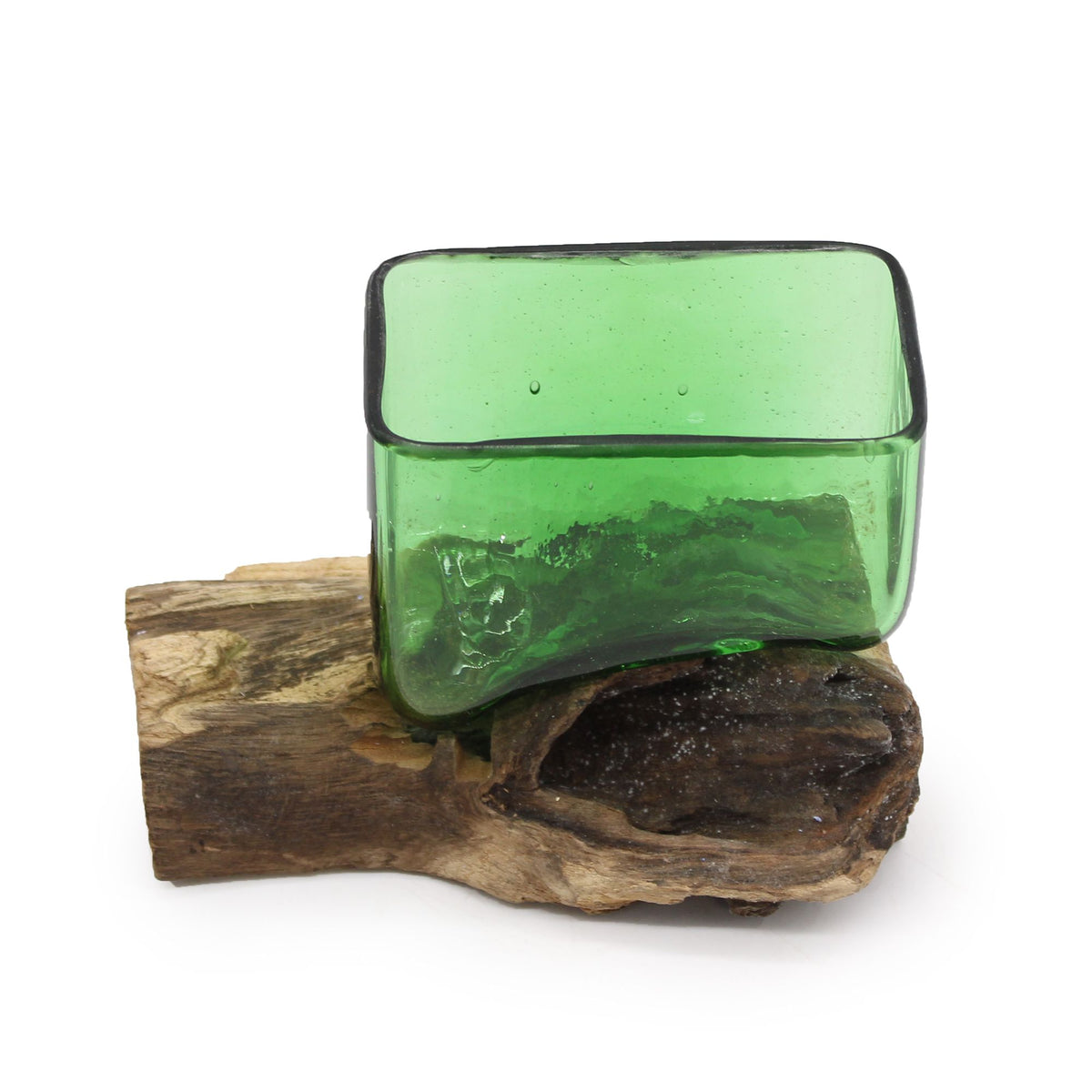 Recycled Beer Bottles - Square Bowl on Wood product image 2