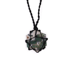 Laced Gemstone Hexagon Pendant - Moss Agate product image