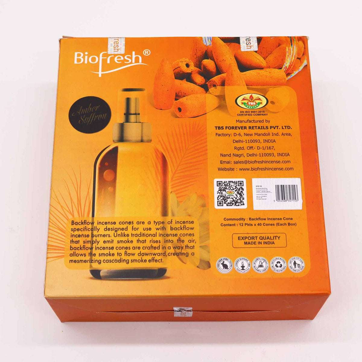 Biofresh Backflow Incense Cones - Amber Safron product image 3