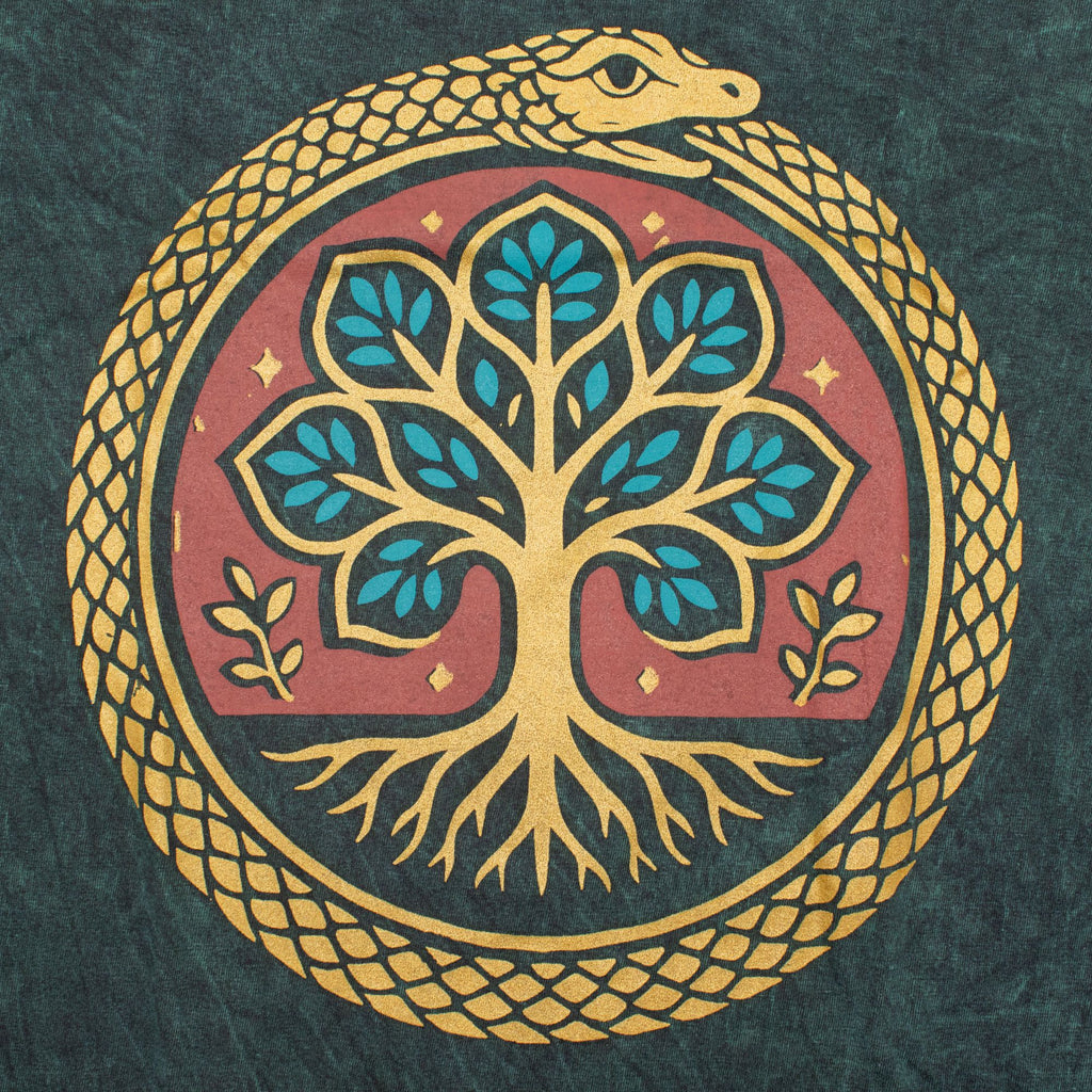 Nomad Sari Stonewashed Cotton T-Shirt - Tree of Life - Green - Medium product image 6