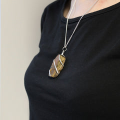 Cascade Wrapped Gemstone Necklace - Rough Tiger Eye product image 2