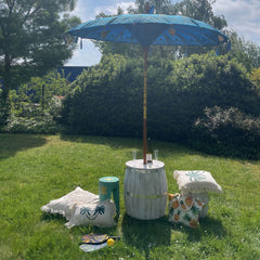 Bali Patio Parasol - Cotton - Turquoise Decor - 2m product image 2