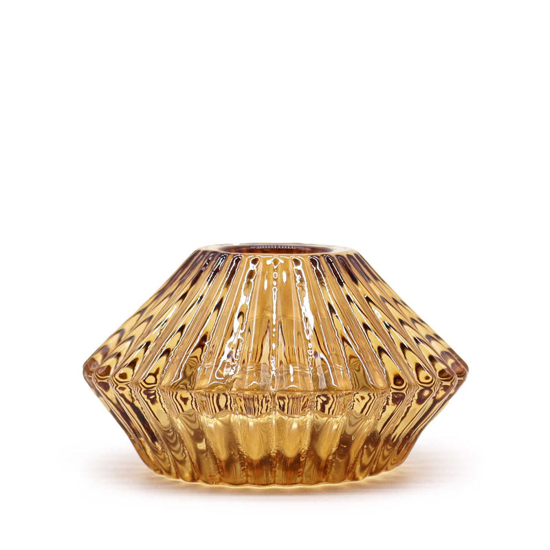 Flower Flip Dinner Candle / Tealight Holder - Antique Amber product image