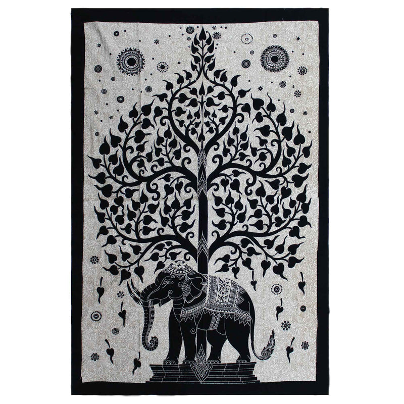 Single Cotton Bedspread + Wall Hanging - Mono - Elephant Tree product image