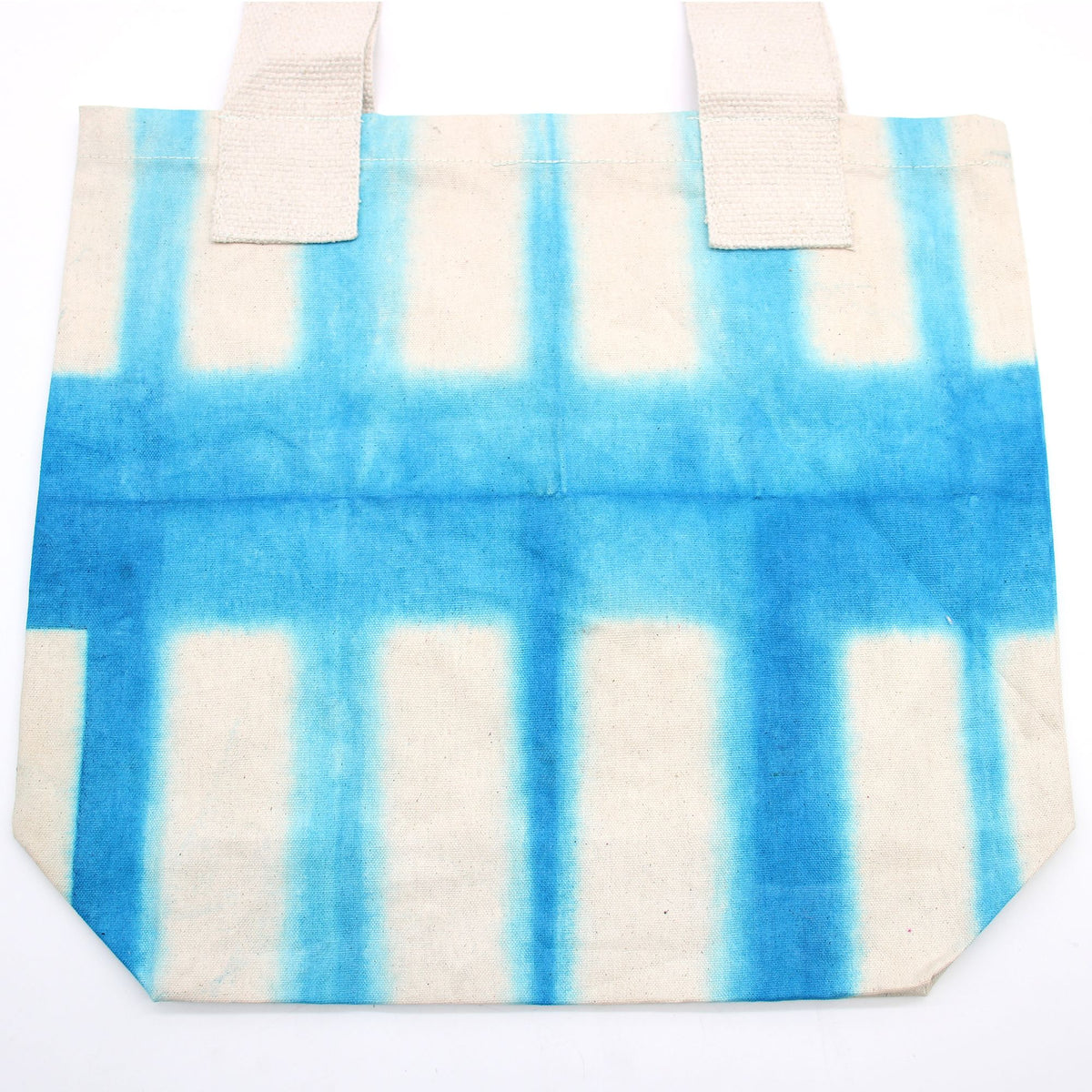 Natural Tye-Dye Cotton Bag (8oz) - 38x42x12cm - Sky Blue Blocks - Natural Handle product image 3