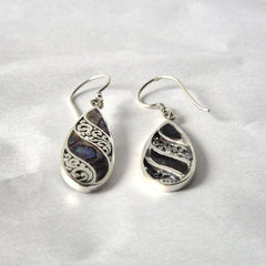 Shell & Silver Earrings - Long Teardrop - Abalone product image 2