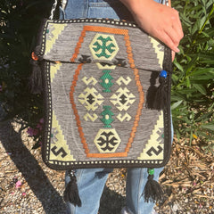 Pale Grey Kilim Messenger Festival Bag product image 6